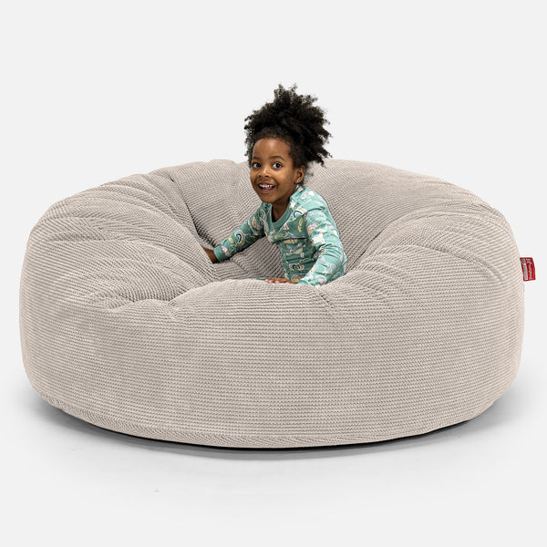 Pouf Géant pour Enfants de Taille Familiale 2-14 ans - Pompon Crème 01