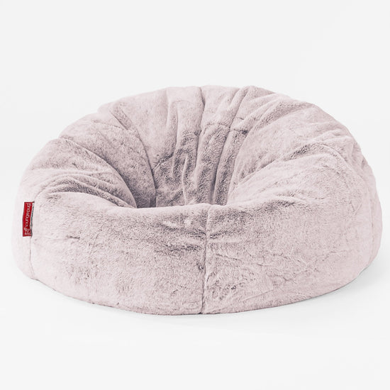 CloudSac 200 Pouf Géant Enfant à Mémoire de Forme - Fausse Fourrure Lapin Rose Pastel 01
