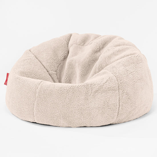 CloudSac 200 Pouf Géant Enfant à Mémoire de Forme - Fausse Fourrure Nounours Crème 01