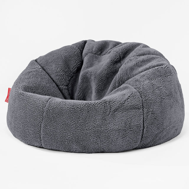 CloudSac 200 Pouf Géant Enfant à Mémoire de Forme - Fausse Fourrure Nounours Gris Foncé 01