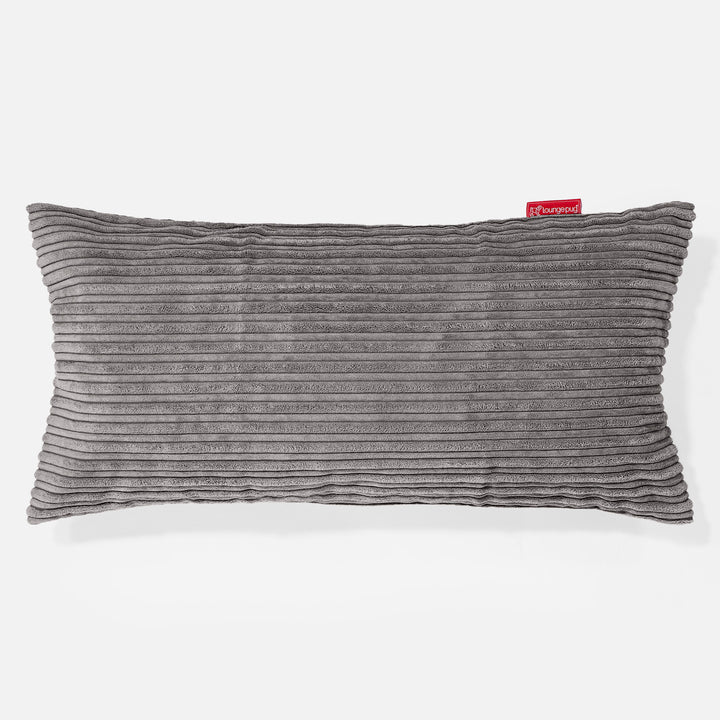 Coussin Rectangulaire Géant 40 x 80cm - Côtelé Anthracite 01