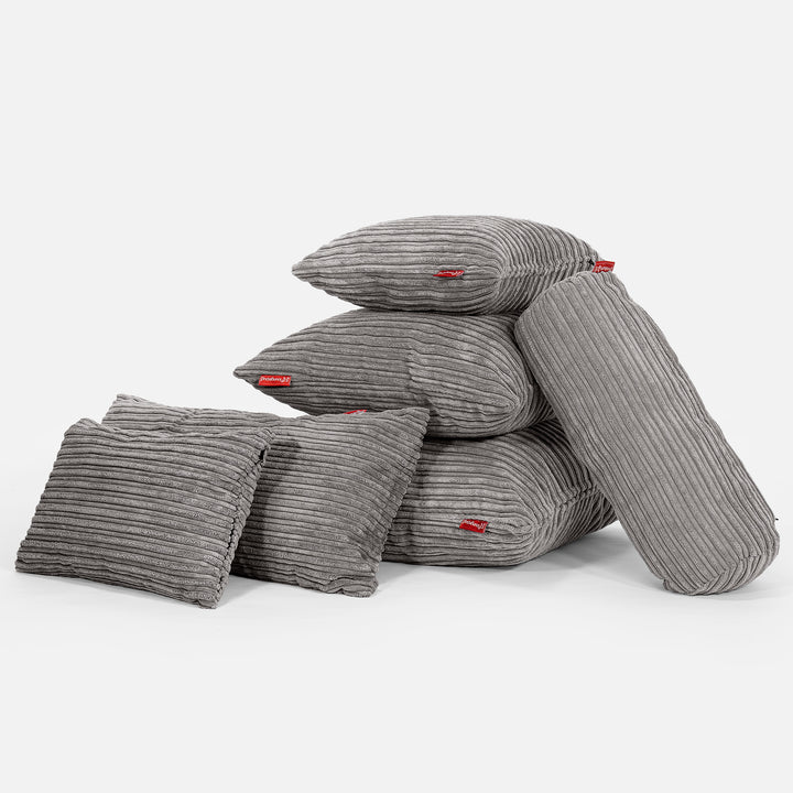 Coussin Rectangulaire Géant 40 x 80cm - Côtelé Anthracite 04