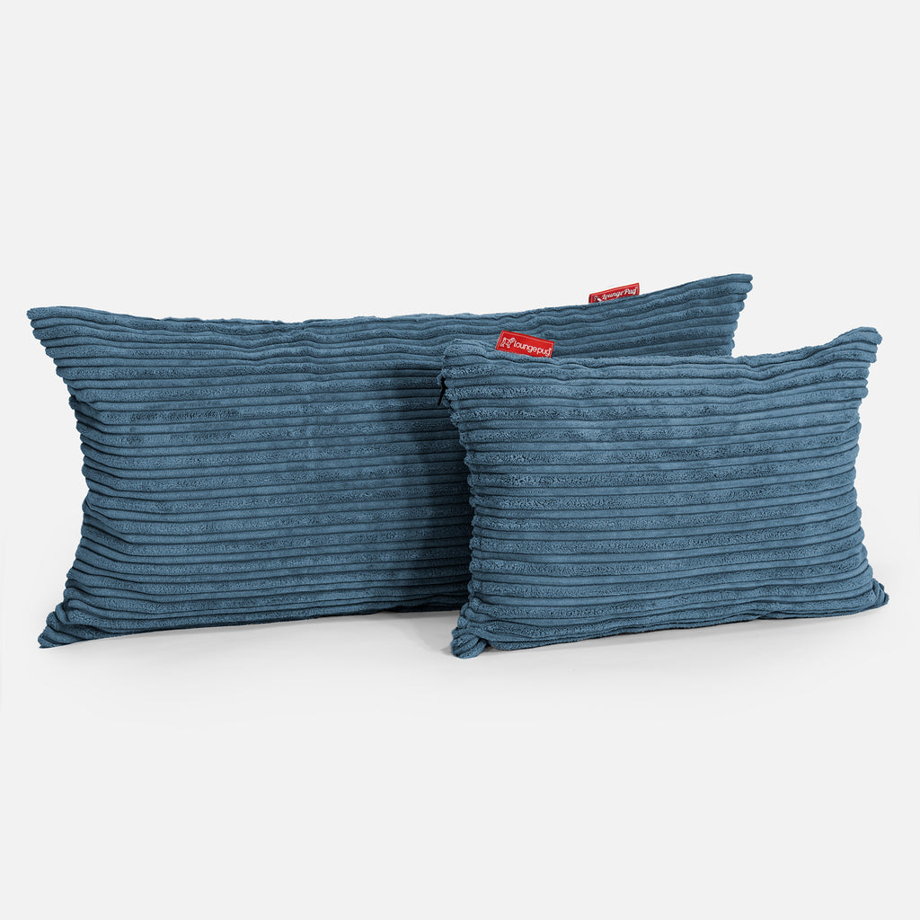 Coussin Rectangulaire Géant 40 x 80cm - Côtelé Bleu Marine 03