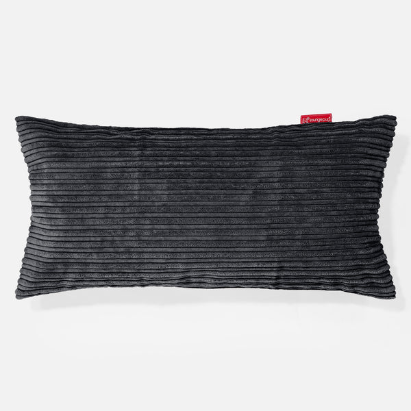 Coussin Rectangulaire Géant 40 x 80cm - Côtelé Noir 01