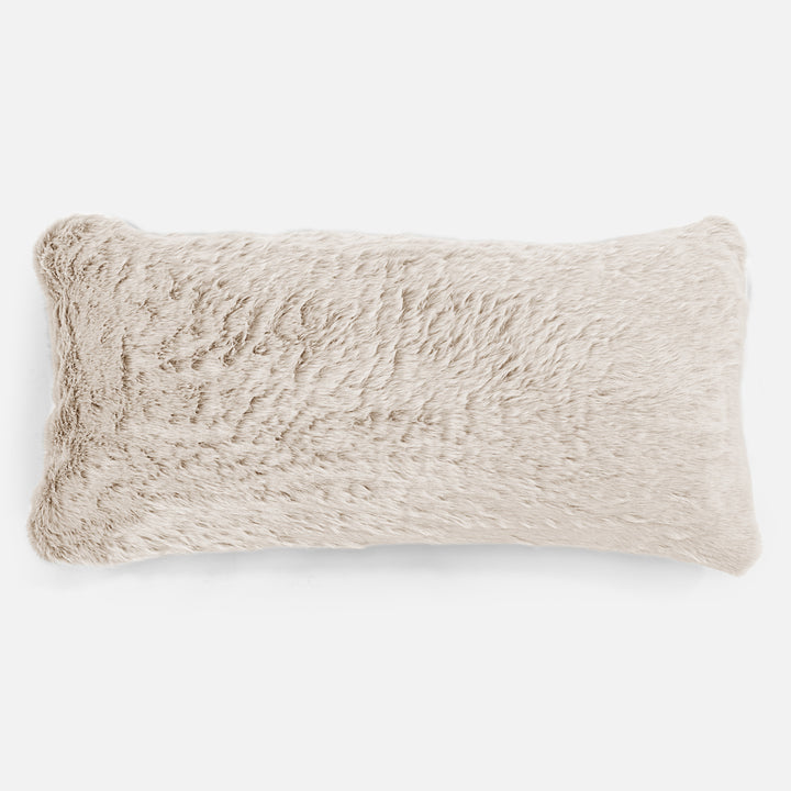 Coussin Rectangulaire Géant 40 x 80cm - Fausse Fourrure Lapin Blanc 01
