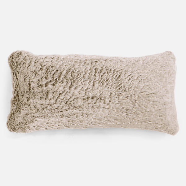 Coussin Rectangulaire Géant 40 x 80cm - Fausse Fourrure Lapin Brun Doré 01