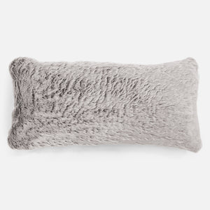 Housse de Coussin Rectangulaire Géant 40 x 70cm - Fausse Fourrure Lapin Gris clair