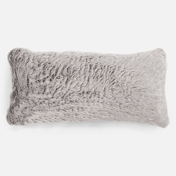 Coussin Rectangulaire Géant 40 x 80cm - Fausse Fourrure Lapin Gris clair 01