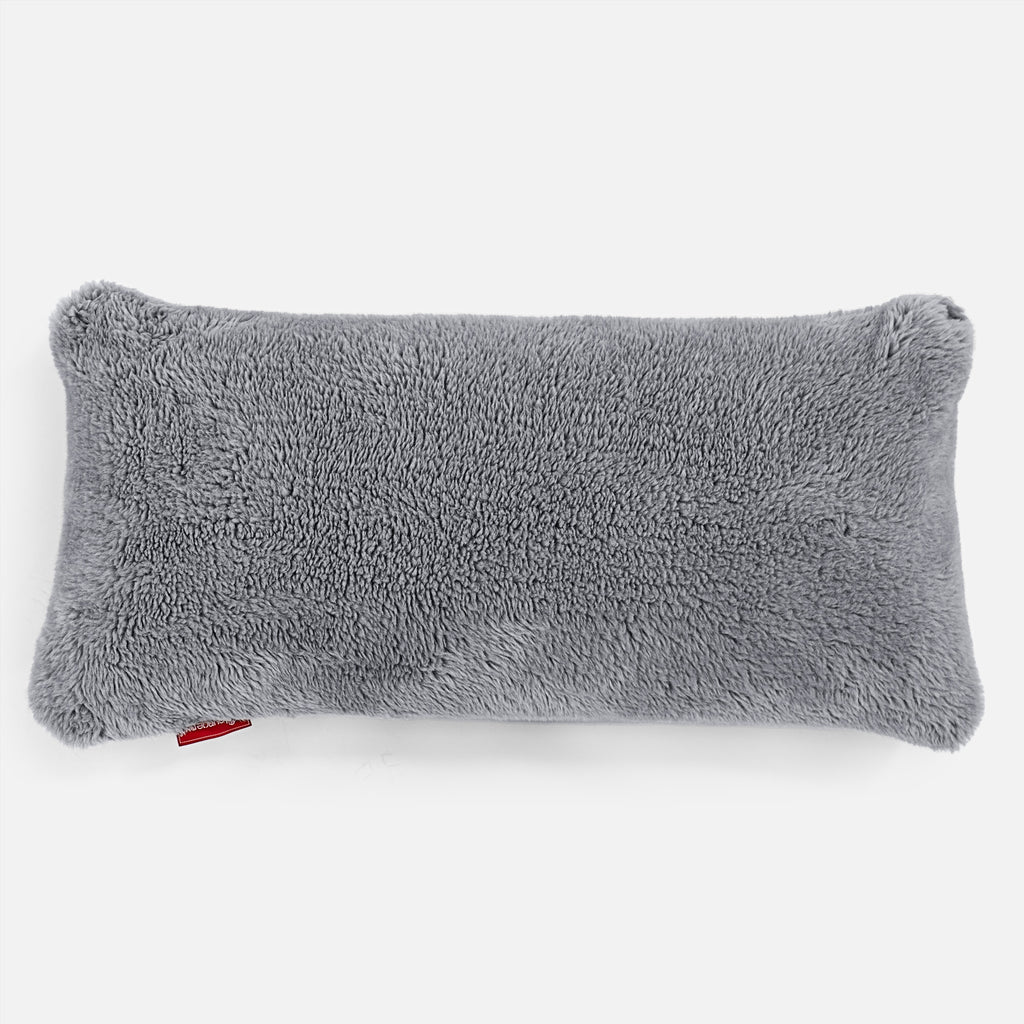 CloudSac 50 Coussin Géant à Mémoire de Forme 40 x 80cm - Fausse Fourrure Nounours Gris Foncé 01