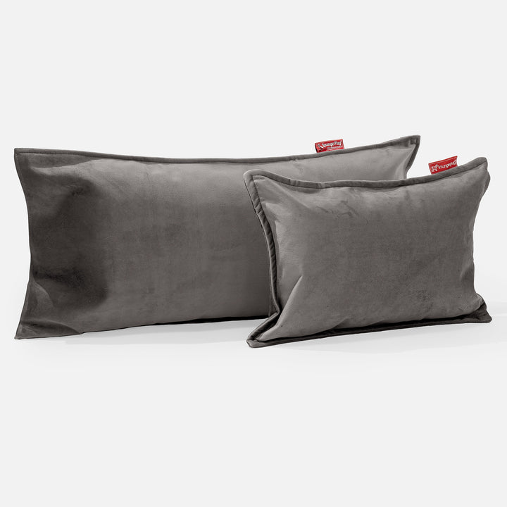 Coussin Rectangulaire Géant 40 x 80cm - Velours Anthracite 03