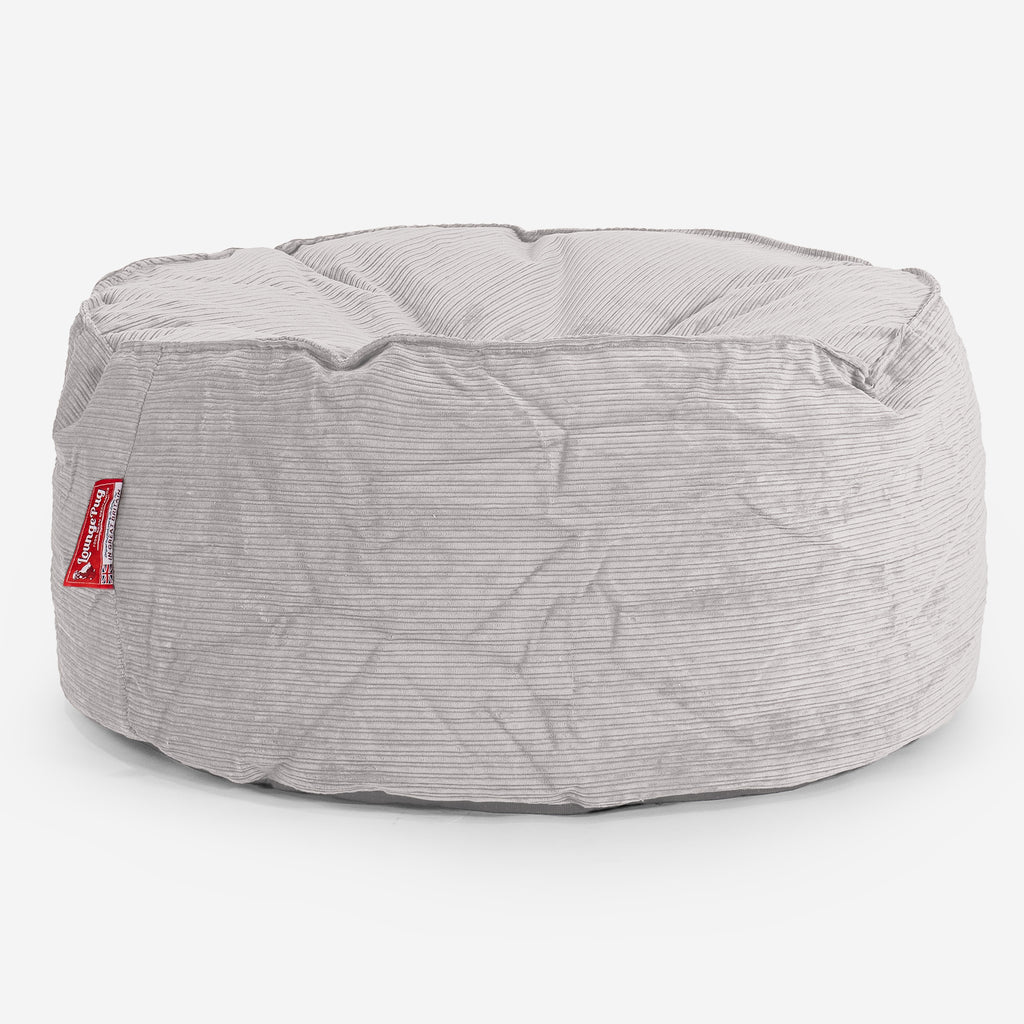 Pouf Design Rond  - Côtelé à Fines Rayures Pierre 01