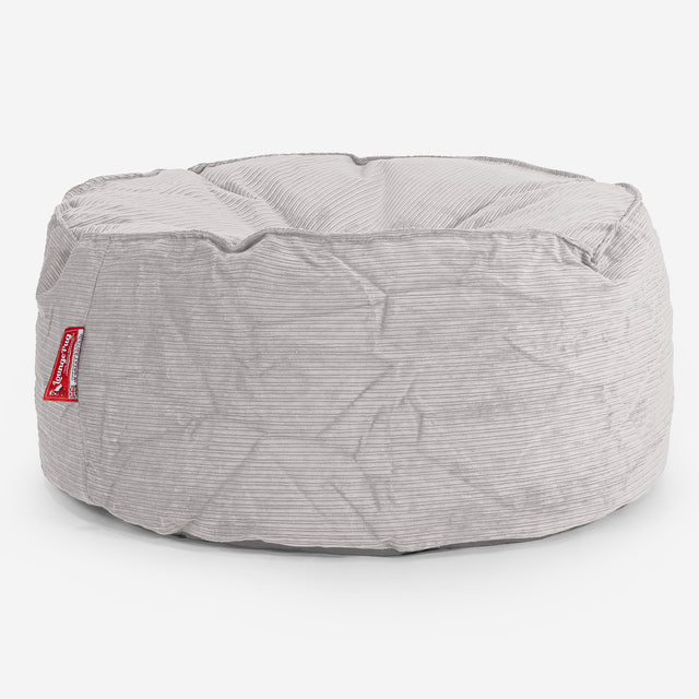 Pouf Design Rond  - Côtelé à Fines Rayures Pierre 01