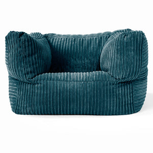 Albert Pouf Fauteuil Design - Côtelé Bleu Canard