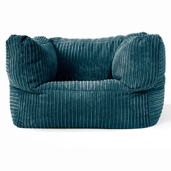Albert Pouf Fauteuil Design - Côtelé Bleu Canard 01