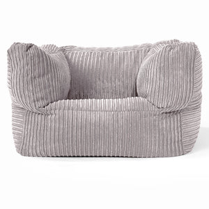 Albert Pouf Fauteuil Design - Côtelé Gris Argent