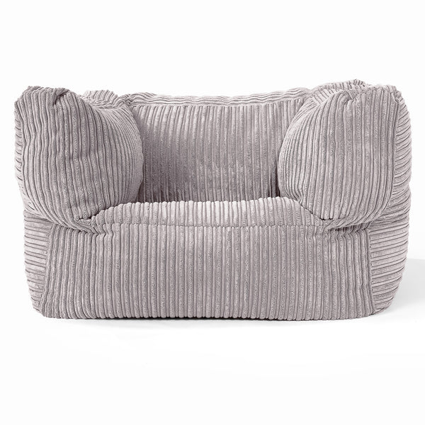 Albert Pouf Fauteuil Design - Côtelé Gris Argent 01