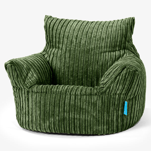 Fauteuil Pouf Bambin 1-3 ans - Côtelé Vert Forêt 01