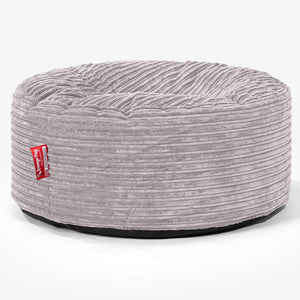 Pouf Design Rond - Côtelé Gris Argent