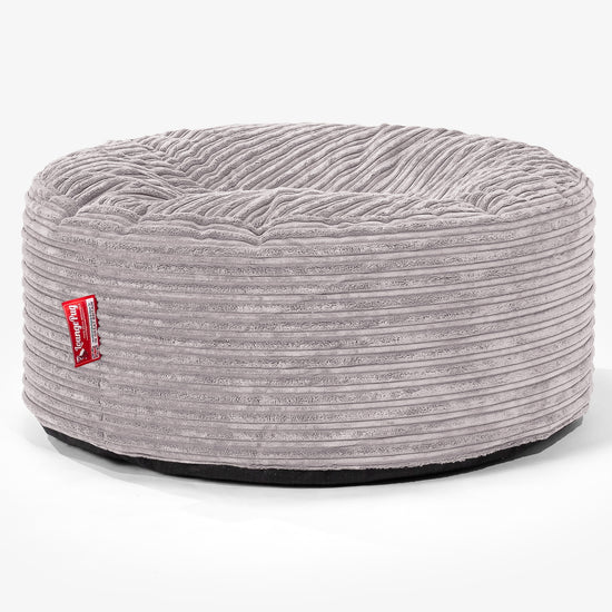 Pouf Design Rond - Côtelé Gris Argent 01