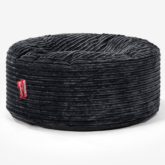 Pouf Design Rond - Côtelé Noir 01