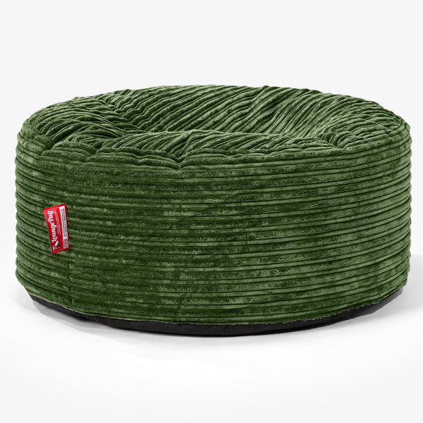 Pouf Design Rond - Côtelé Vert Forêt 01