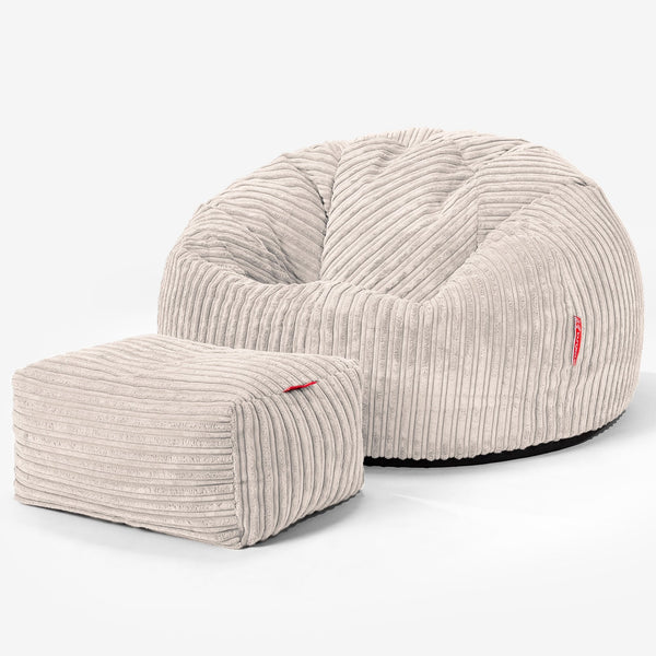 Pouf Poire Classique - Côtelé Ivoire 01