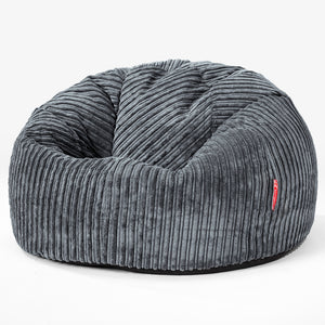 Pouf Poire Classique - Côtelé Gris Ardoise