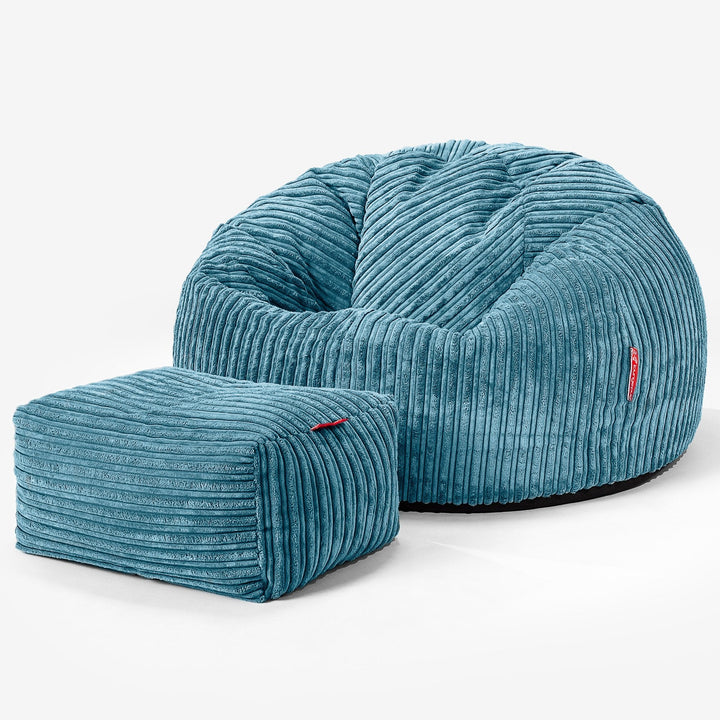 Pouf Poire Classique - Côtelé Mer Égée 02