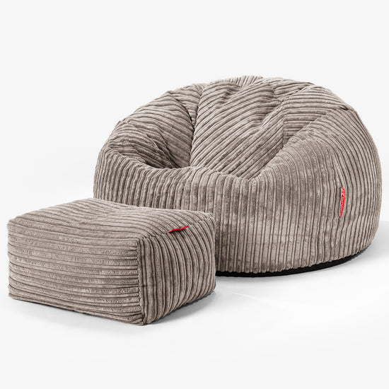 Pouf Poire Classique - Côtelé Grège 02