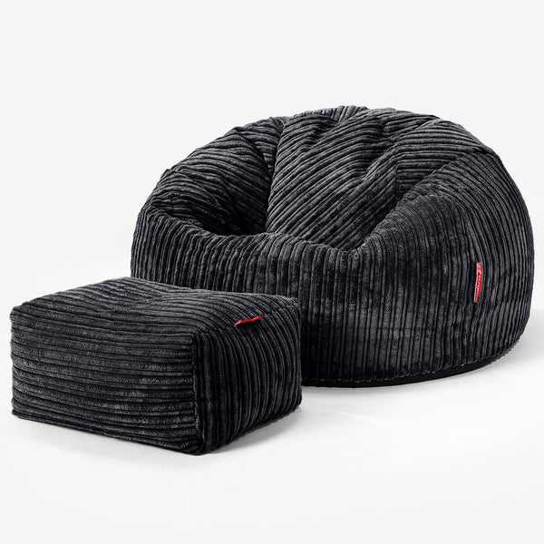 Pouf Poire Classique - Côtelé Noir 01