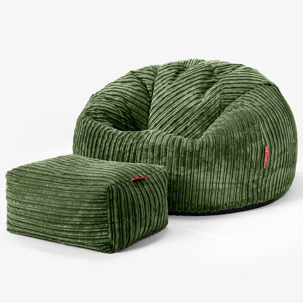 Pouf Poire Classique - Côtelé Vert Forêt 01