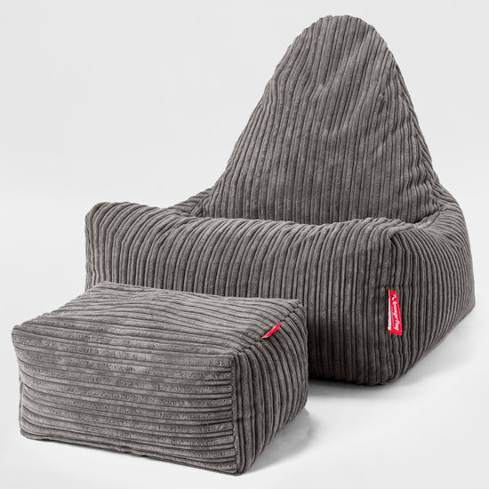 Pouf Relax Style Scandi - Côtelé Anthracite 02