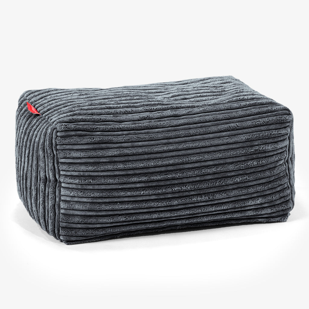 Pouf Repose Pied - Côtelé Gris Acier 01