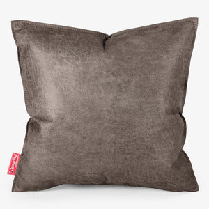 Housse de Coussin 47 x 47cm - Cuir Vintage Gris Ardoise