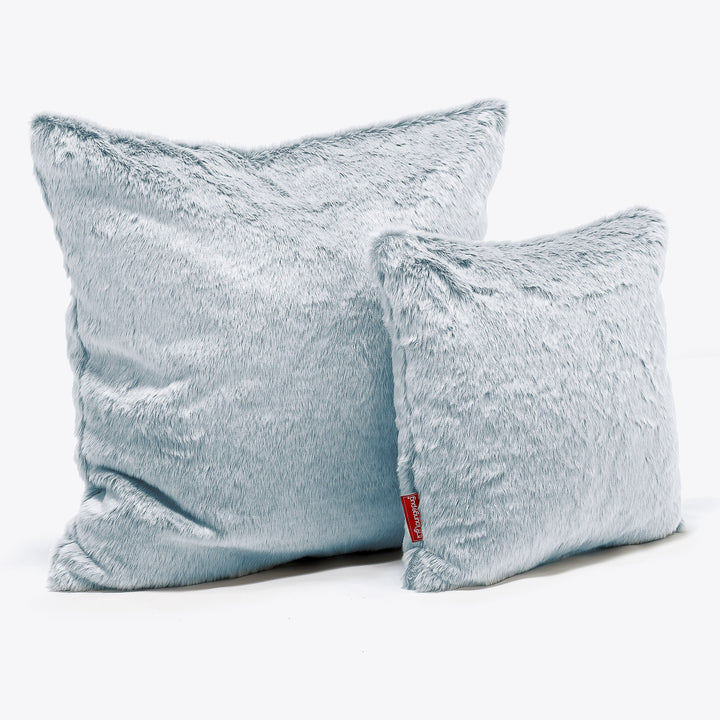 Coussin 47 x 47cm - Fausse Fourrure Lapin Bleu Pastel 02