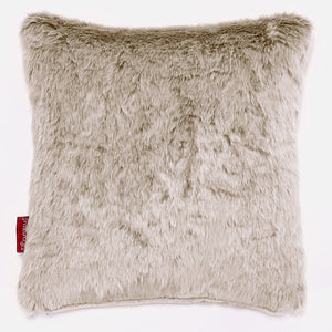 Housse de Coussin 47 x 47cm - Fausse Fourrure Lapin Brun Doré
