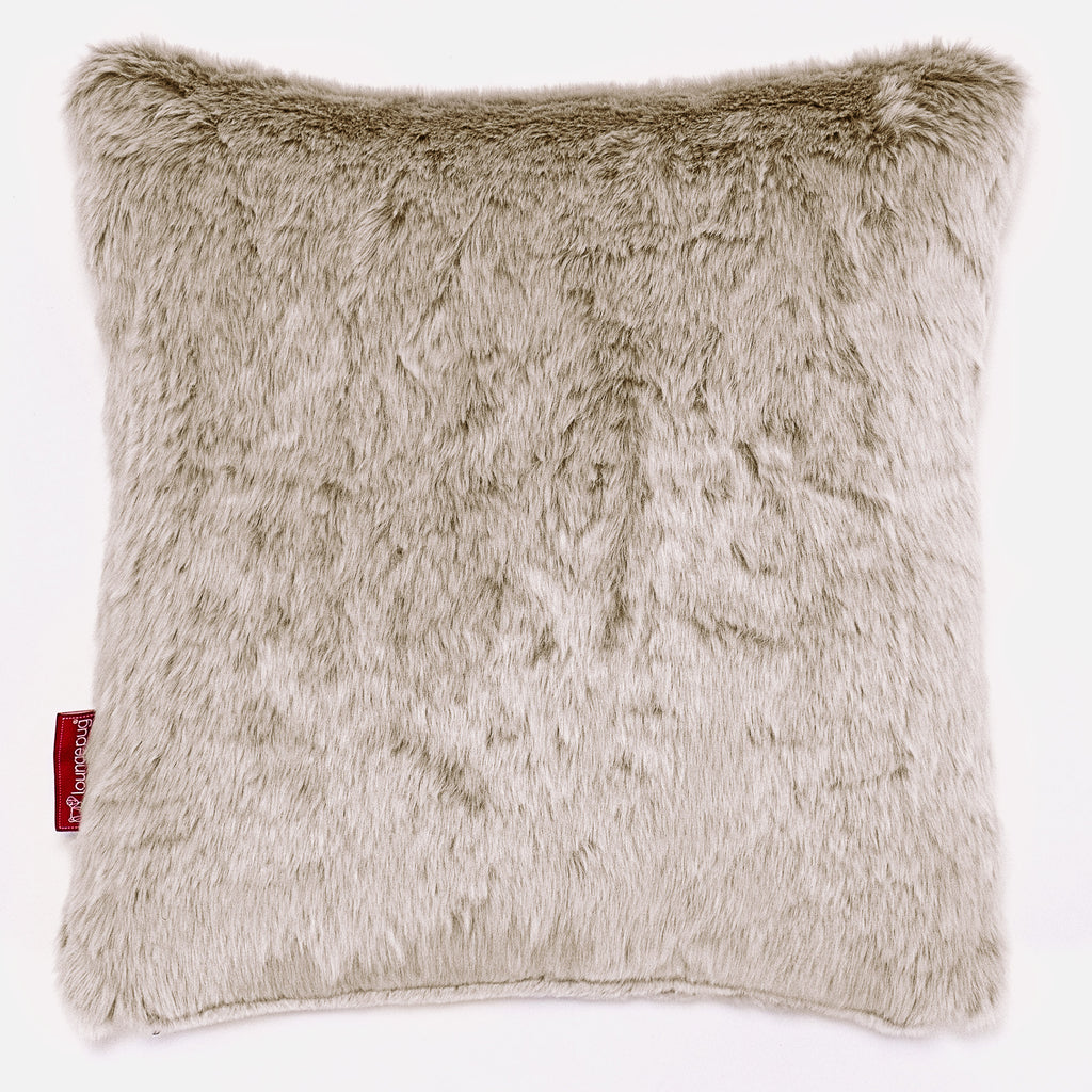 Coussin 47 x 47cm - Fausse Fourrure Lapin Brun Doré 01