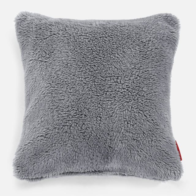 Coussin 47 x 47cm - Fausse Fourrure Nounours Gris Foncé 01