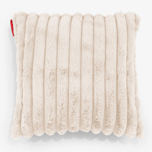 Housse de Coussin 47 x 47cm - Velours Côtelé Ultra Pelucheux Crème