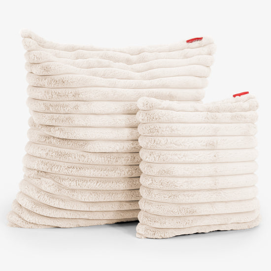 Housse de Coussin 47 x 47cm - Velours Côtelé Ultra Pelucheux Crème 02