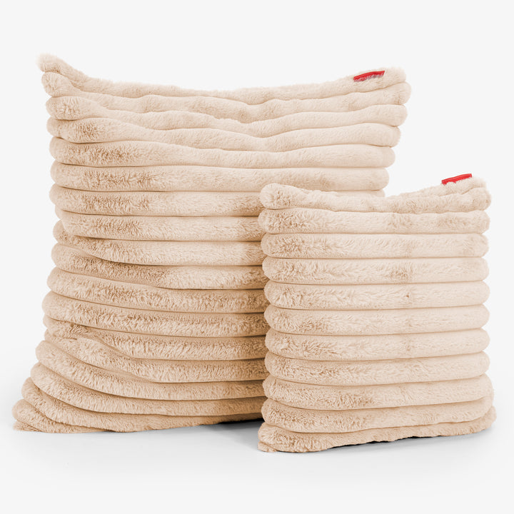 Housse de Coussin 47 x 47cm - Velours Côtelé Ultra Pelucheux Pêche 02