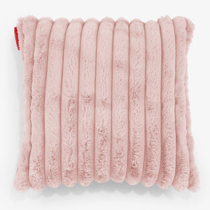 Housse de Coussin 47 x 47cm - Velours Côtelé Ultra Pelucheux Rose Pastel