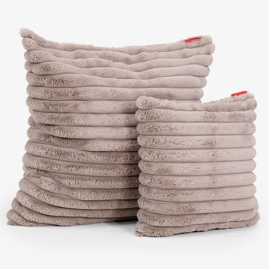 Housse de Coussin 47 x 47cm - Velours Côtelé Ultra Pelucheux Vison 02