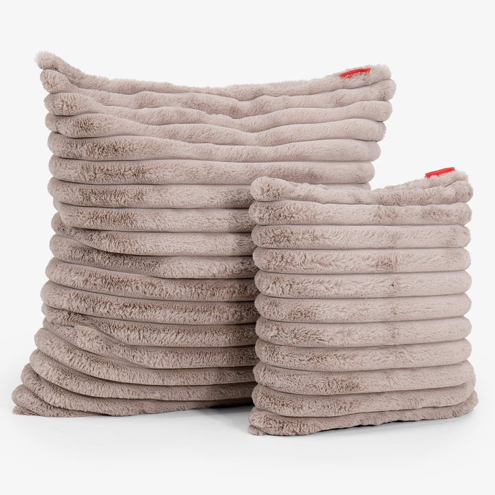Housse de Coussin 47 x 47cm - Velours Côtelé Ultra Pelucheux Vison 02