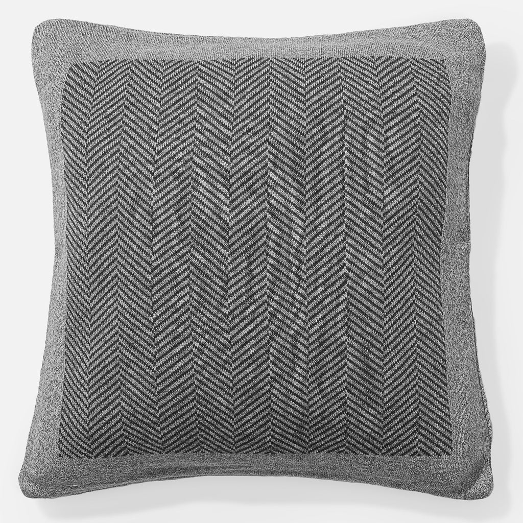Coussin 47 x 47cm - 100% Coton Chevrons Gris 01