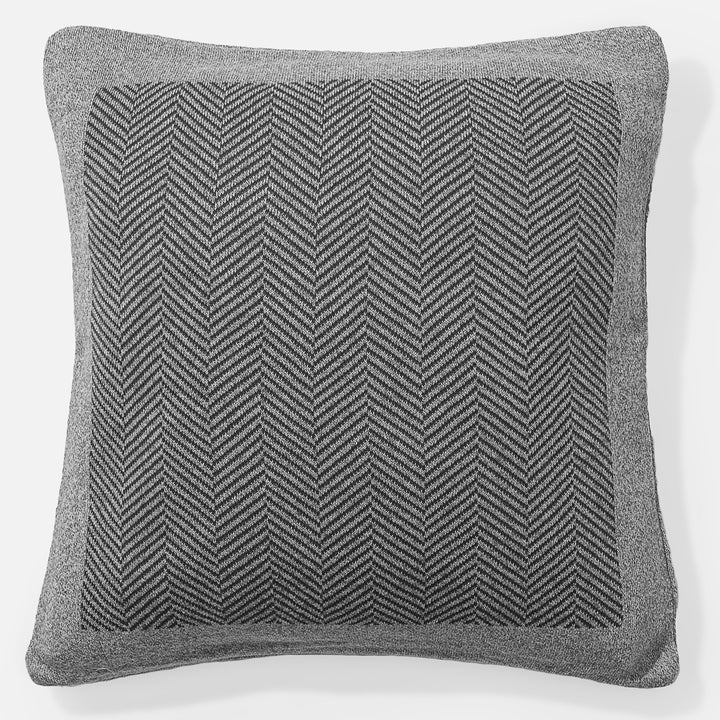 Coussin 47 x 47cm - 100% Coton Chevrons Gris 01