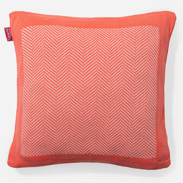 Coussin 47 x 47cm - 100% Coton Chevrons Corail 01