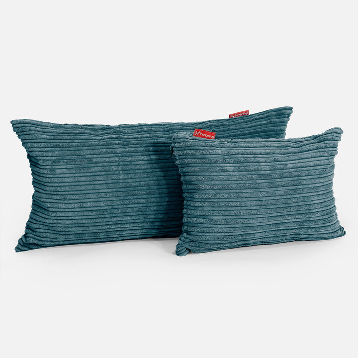 Coussin Rectangulaire 35 x 50cm - Côtelé Bleu Canard 03