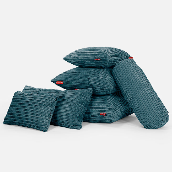 Coussin Rectangulaire 35 x 50cm - Côtelé Bleu Canard 04