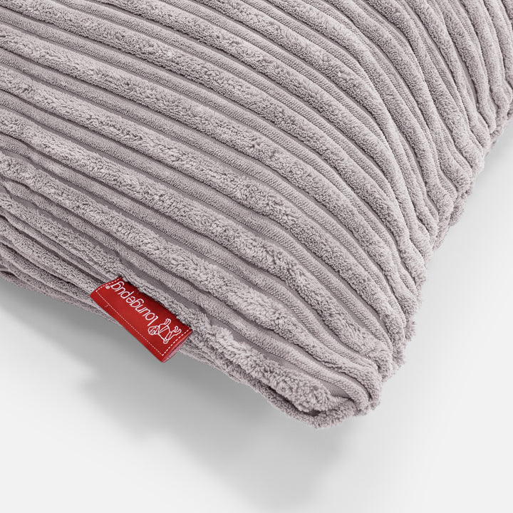 Housse de Coussin Rectangulaire 35 x 50cm - Côtelé Gris Argent 02
